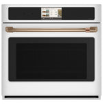 CAFÉ™ Professional Series 30" Matte White Smart Wall Oven front view with touchscreen and large glass door