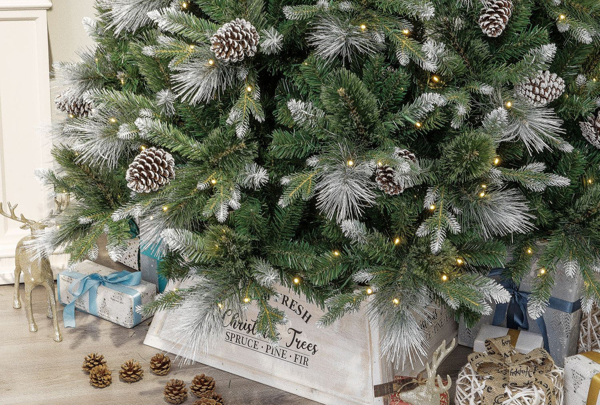 Galway 6 Ft Frosted White Spruce Christmas Tree Pre-lit with Warm White LED Lights - Clear/Warm White