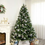 Galway 6 Ft Frosted White Spruce Christmas Tree Pre-lit with Warm White LED Lights - Clear/Warm White