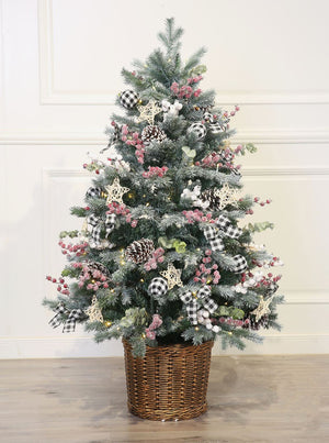 Vaasa 4 Ft Decorated Country Blue Spruce pre-lit with Dual-color LED lights - Warm White/Multi-Colour