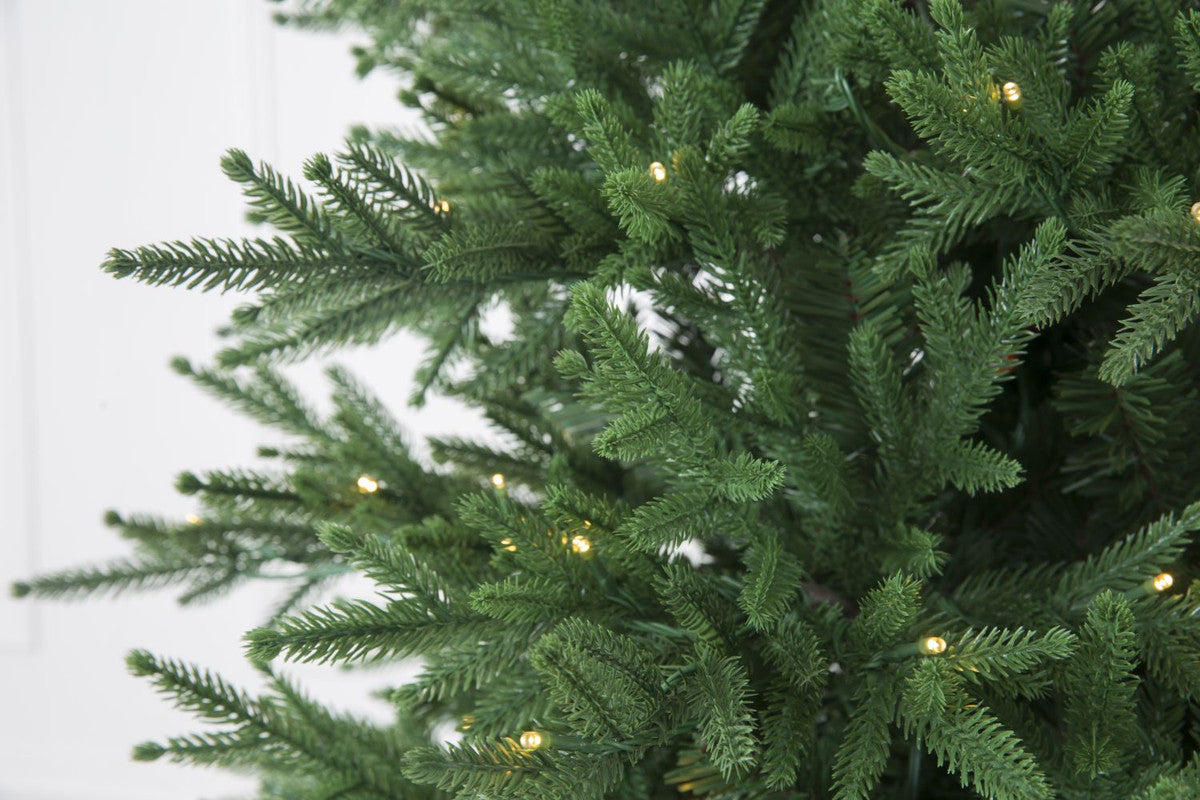 Aarhus 6 Ft Slim Nordmann Fir Christmas Tree Pre-lit with Warm White LED Lights - Warm White
