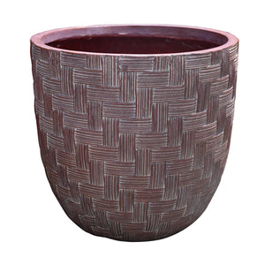 Garden Party Woven Texture Large Planter - Red, Brown
