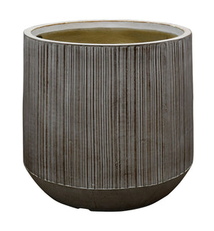Garden Party Striped Texture Small Planter - Natural Grey