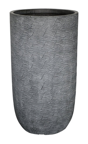 Garden Party Layered Geometric Texture Large Planter - Dark Grey