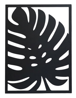 Garden Party Tropical Leaf Metal Outdoor Art - Black