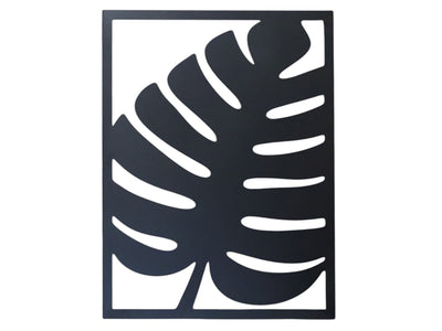 Garden Party Bold Monstera Leaf Metal Outdoor Art - Black