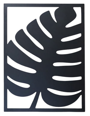 Garden Party Bold Monstera Leaf Metal Outdoor Art - Black