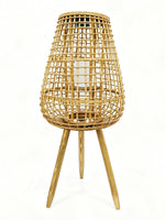 Garden Party 30.3" Solar Rattan Woven Lamp - Natural