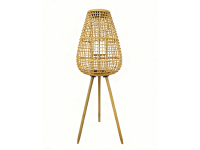 Garden Party 37.8" Solar Rattan Woven Lamp - Natural