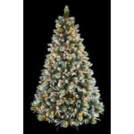 Tuomaan 7ft Decorated Flocked Pine Pre-Lit LED Christmas Tree - Warm White/Multi-Colour