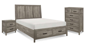 Bainbridge 5-Piece Queen Storage Bed Package - Weathered Grey