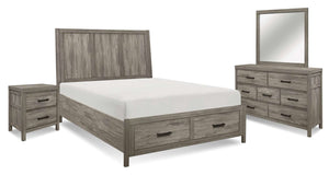 Bainbridge 6-Piece Queen Storage Bed Package - Weathered Grey