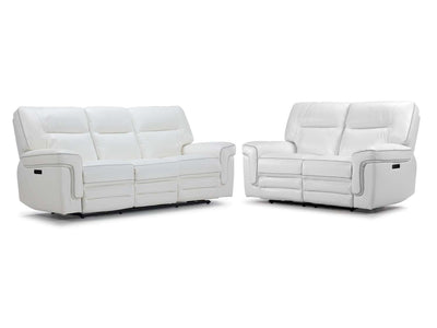 Cosmic Dual Power Reclining Sofa and Loveseat Set - White