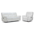 Cosmic Dual Power Reclining Sofa and Chair Set - White