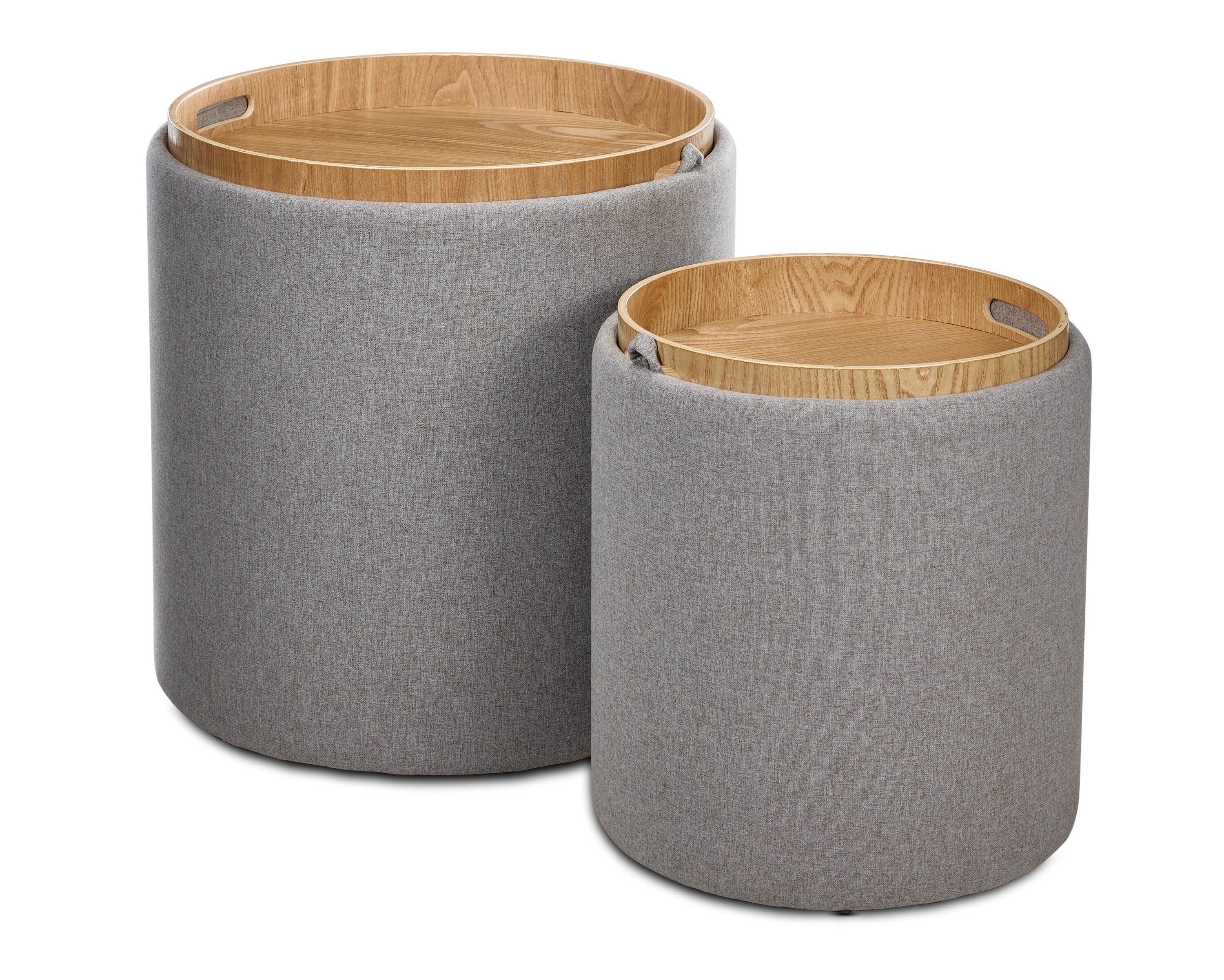 Kovel Set of 2 Ottomans - Dark Grey
