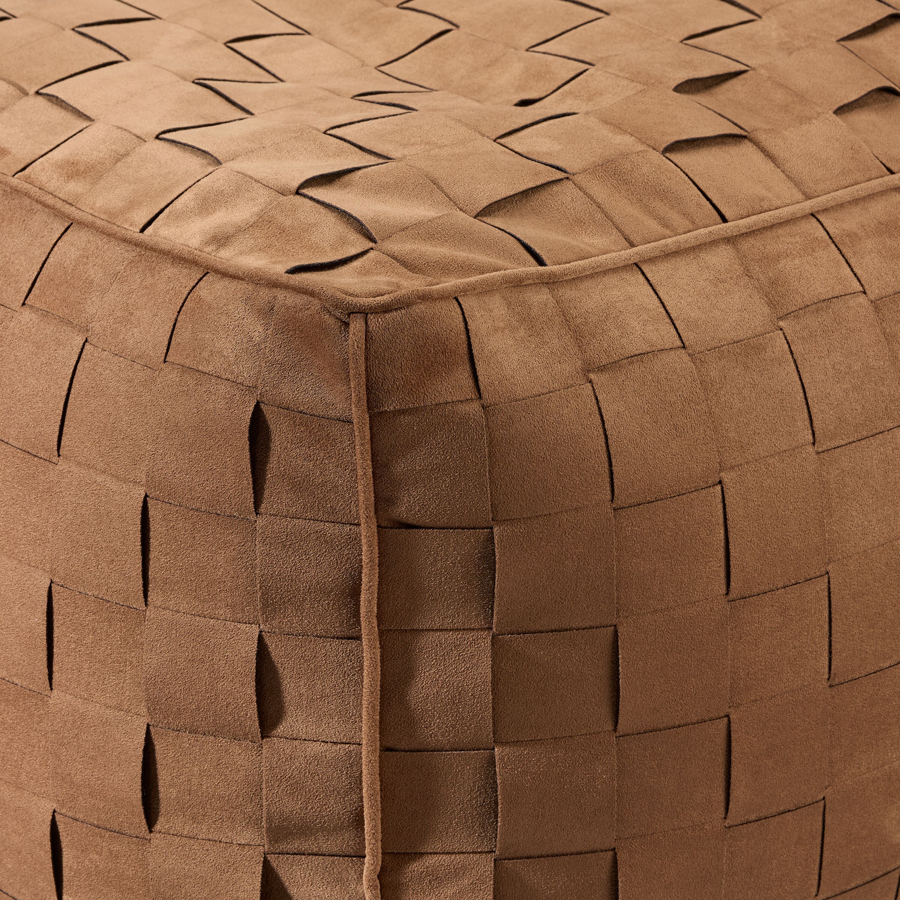 Nougat Woven Ottoman - Brown
