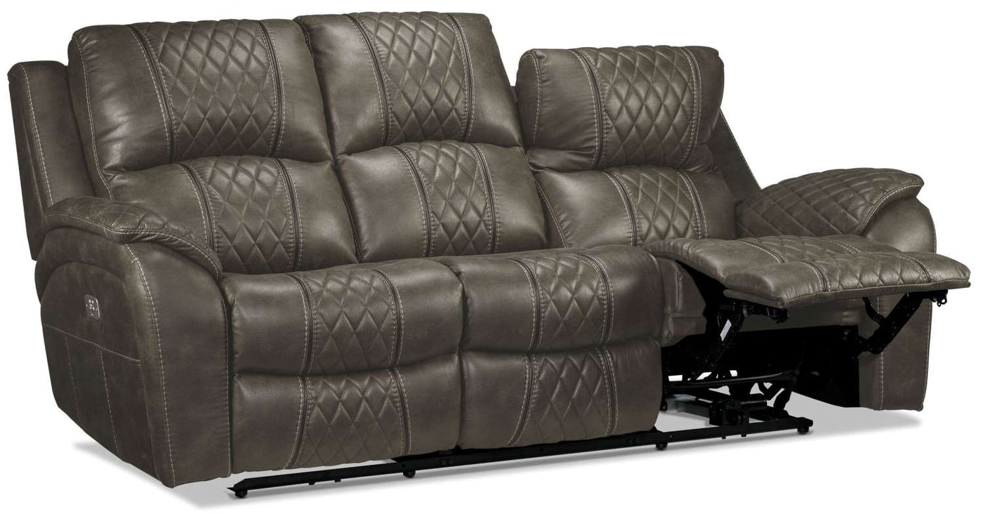 Wesley Dual Power Reclining Sofa - Granite