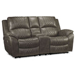 Wesley Dual Power Reclining Sofa and Dual Power Reclining Loveseat with Console Set - Granite