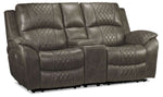 Wesley Dual Power Reclining Sofa and Dual Power Reclining Loveseat with Console Set - Granite