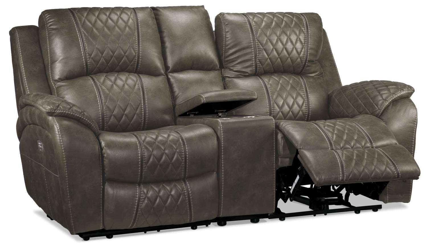 Wesley Dual Power Reclining Loveseat with Console - Granite