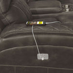 Wesley Dual Power Reclining Sofa and Dual Power Reclining Loveseat with Console Set - Granite