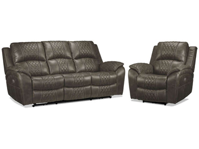 Wesley Dual Power Reclining Sofa and Dual Power Recliner - Granite