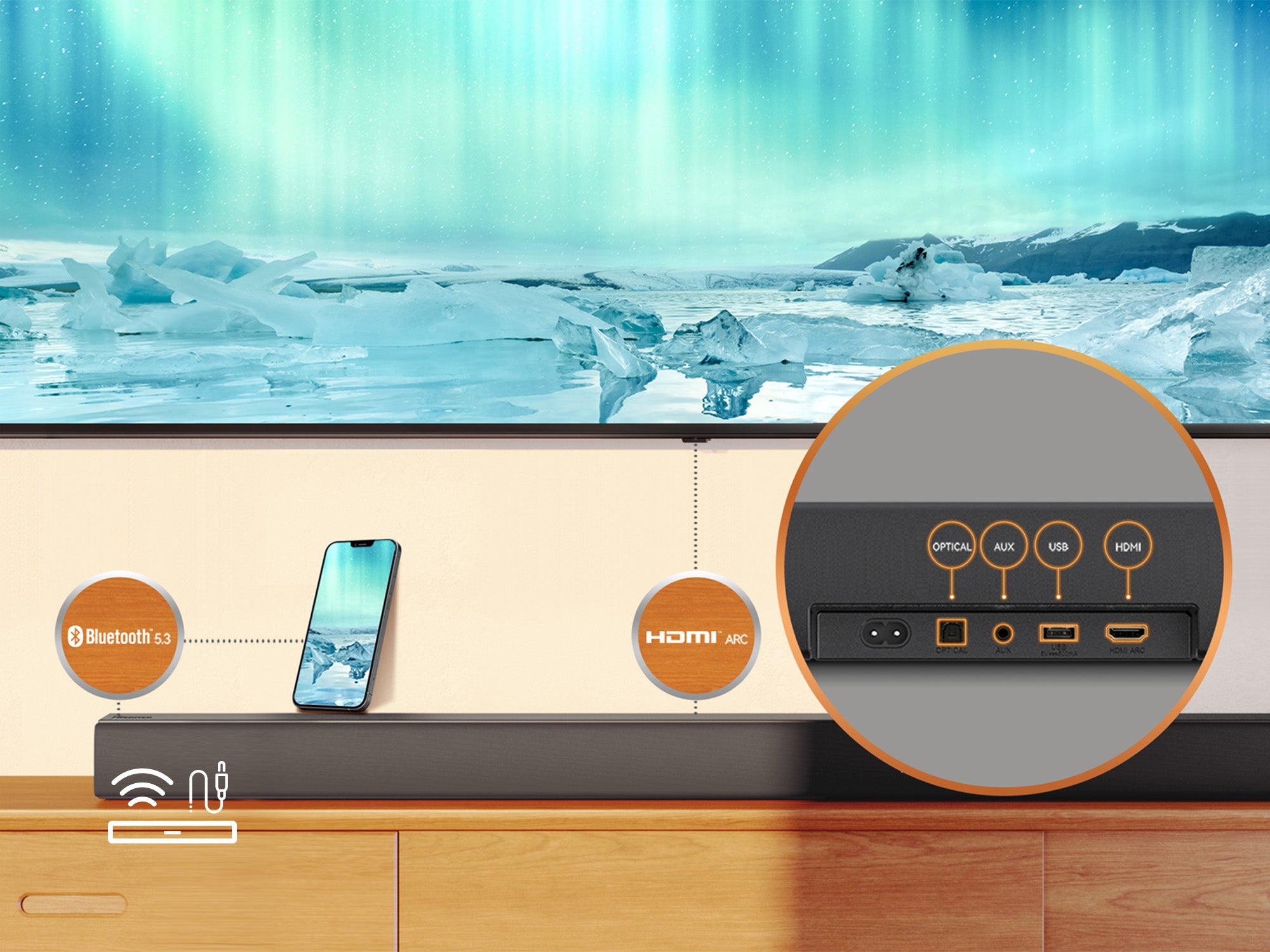 Hisense 540W 5.1 ch Soundbar with Rear Speakers & Wireless Subwoofer - HS5100