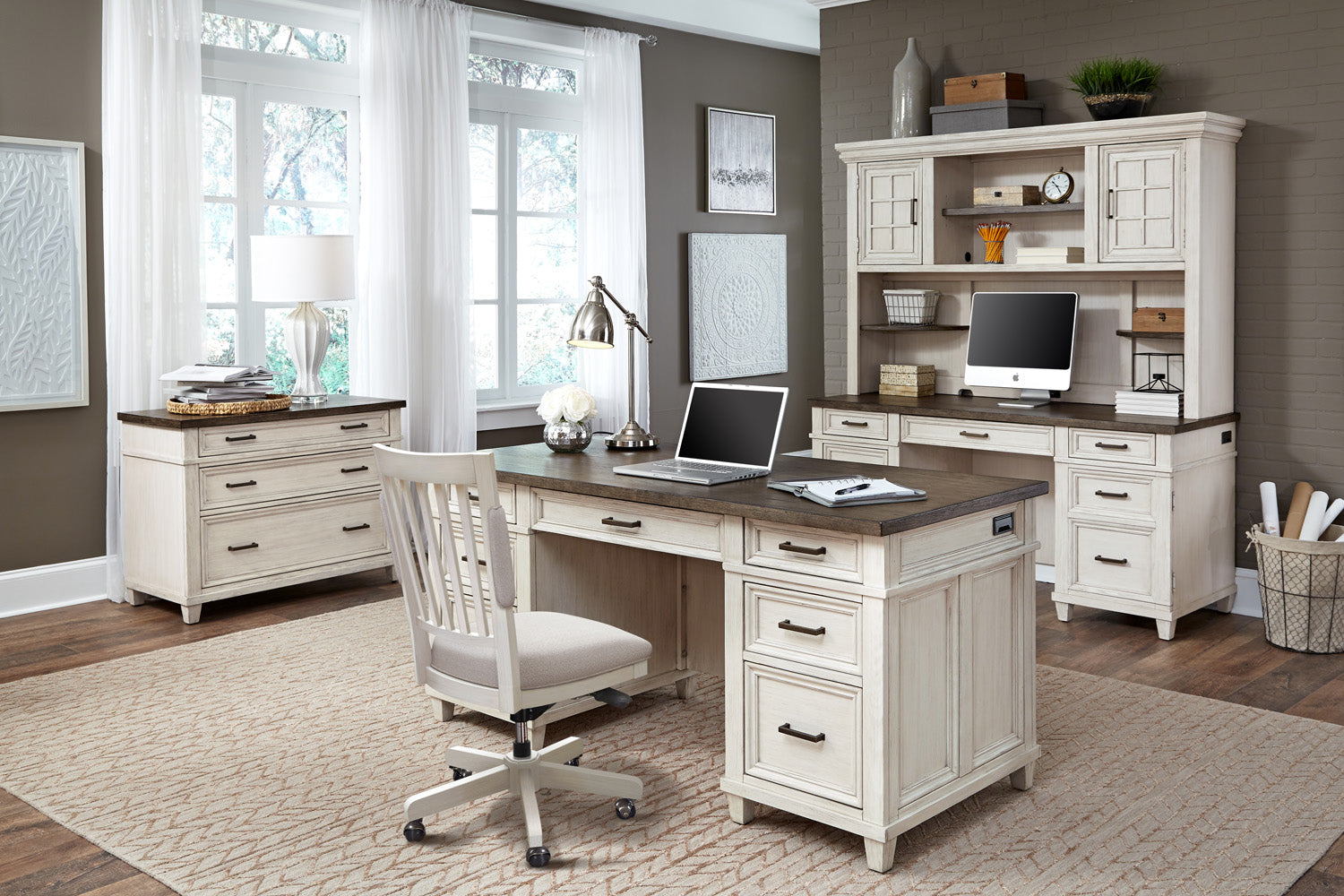 Caraway Executive Desk - Aged Ivory