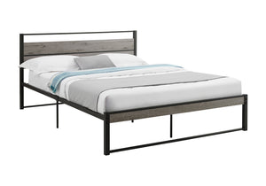 Zyro Queen Bed - Grey/Black