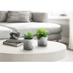 7" Succulent Plant with 4" Marble-look Pot - Green - Set of Two