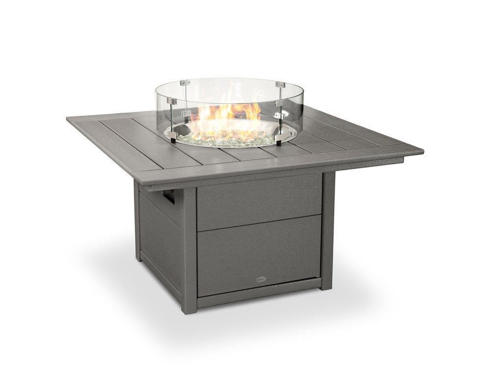 POLYWOOD® Square 42" Fire Pit Table - Slate Grey