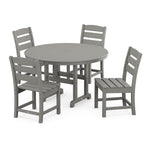 POLYWOOD® Lakeside 5-Piece Round Farmhouse Side Chair Dining Set - Slate Grey