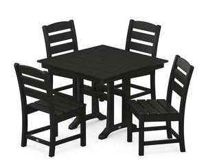 POLYWOOD® Lakeside 5-Piece Farmhouse Trestle Side Chair Dining Set - Black