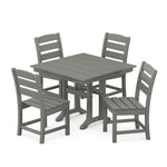 POLYWOOD® Lakeside 5-Piece Farmhouse Trestle Side Chair Dining Set - Slate Grey