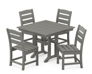 POLYWOOD® Lakeside 5-Piece Farmhouse Trestle Side Chair Dining Set - Slate Grey