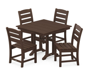 POLYWOOD® Lakeside 5-Piece Farmhouse Trestle Side Chair Dining Set - Mahogany