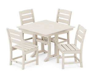 POLYWOOD® Lakeside 5-Piece Farmhouse Trestle Side Chair Dining Set - Sand