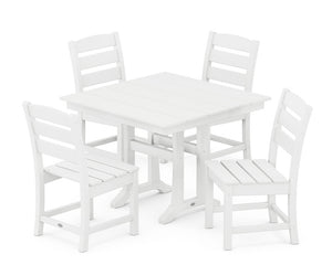 POLYWOOD® Lakeside 5-Piece Farmhouse Trestle Side Chair Dining Set - White