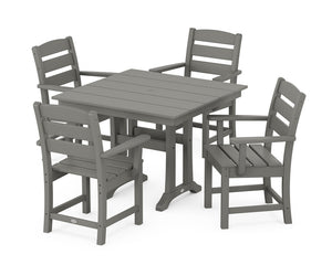 POLYWOOD® Lakeside 5-Piece Farmhouse Trestle Arm Chair Dining Set - Slate Grey