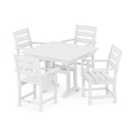 POLYWOOD® Lakeside 5-Piece Farmhouse Trestle Arm Chair Dining Set - White