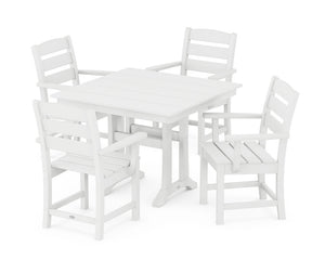 POLYWOOD® Lakeside 5-Piece Farmhouse Trestle Arm Chair Dining Set - White