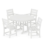 POLYWOOD® Lakeside 5-Piece Round Farmhouse Dining Set - White