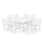 POLYWOOD® Lakeside 9-Piece Farmhouse Trestle Dining Set - White