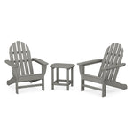 POLYWOOD® Classic Adirondack 3-Piece Set with South Beach 18" Side Table - Slate Grey