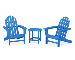 POLYWOOD® Classic Adirondack 3-Piece Set with South Beach 18" Side Table - Pacific Blue