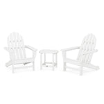 POLYWOOD® Classic Adirondack 3-Piece Set with South Beach 18" Side Table - White