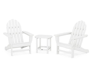 POLYWOOD® Classic Adirondack 3-Piece Set with South Beach 18" Side Table - White