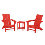 POLYWOOD® Modern 3-Piece Adirondack Set with Long Island 18" Side Table - Sunset Red