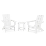 POLYWOOD® Modern 3-Piece Adirondack Set with Long Island 18" Side Table - White