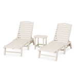 POLYWOOD® Nautical 3-Piece Chaise Lounge Set with South Beach 18" Side Table - Sand